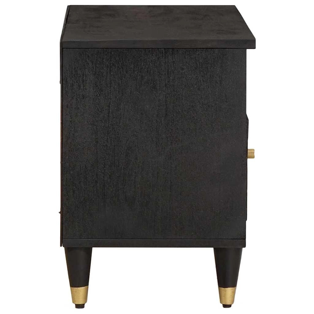 Mobile TV moderno rettangolare con cassetto e ripiano 80 x 33 x 46 cm in legno di mango nero 02_0057894