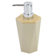 Trade Shop - Dispenser Sapone Liquido A Cilindro Esagonale Geometrico Beige Legno Da Bagno 10841 -