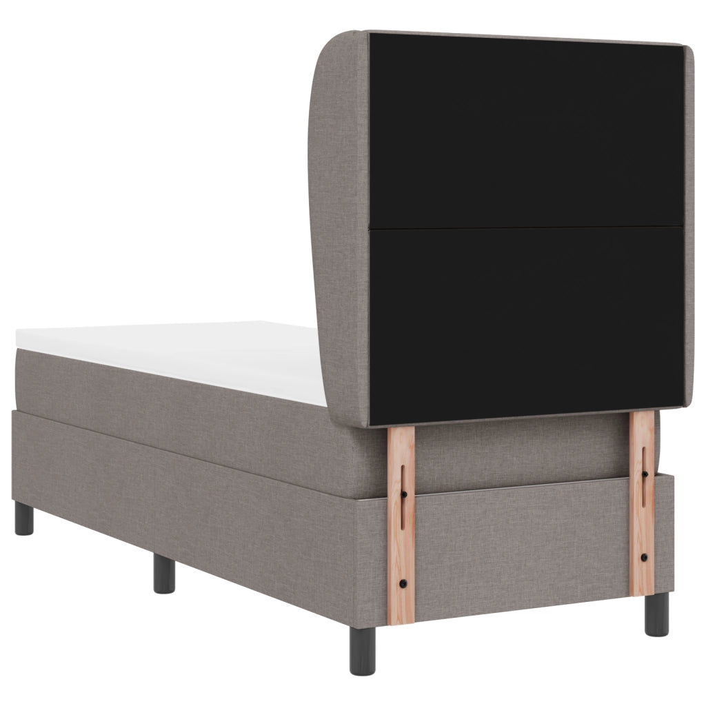Letto Box Spring con Materasso in Tortora 80x200 cm Tessuto
