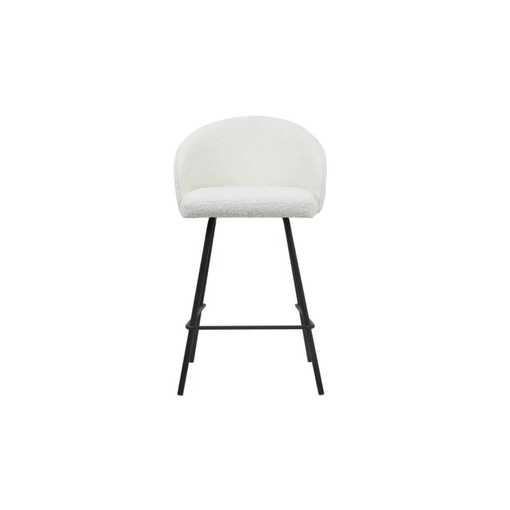 Sedia da banco 'Juni' in Bouclé Bianco, dimensioni: H87 x L52 x P51 cm.