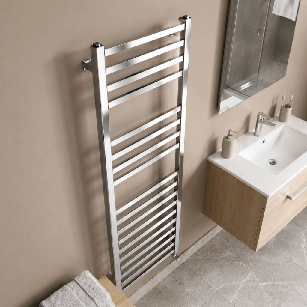 Termoarredo scaldasalviette square cromo lucido per bagno profilo quadro *** finitura- cromo lucido, misure h1800xl50...