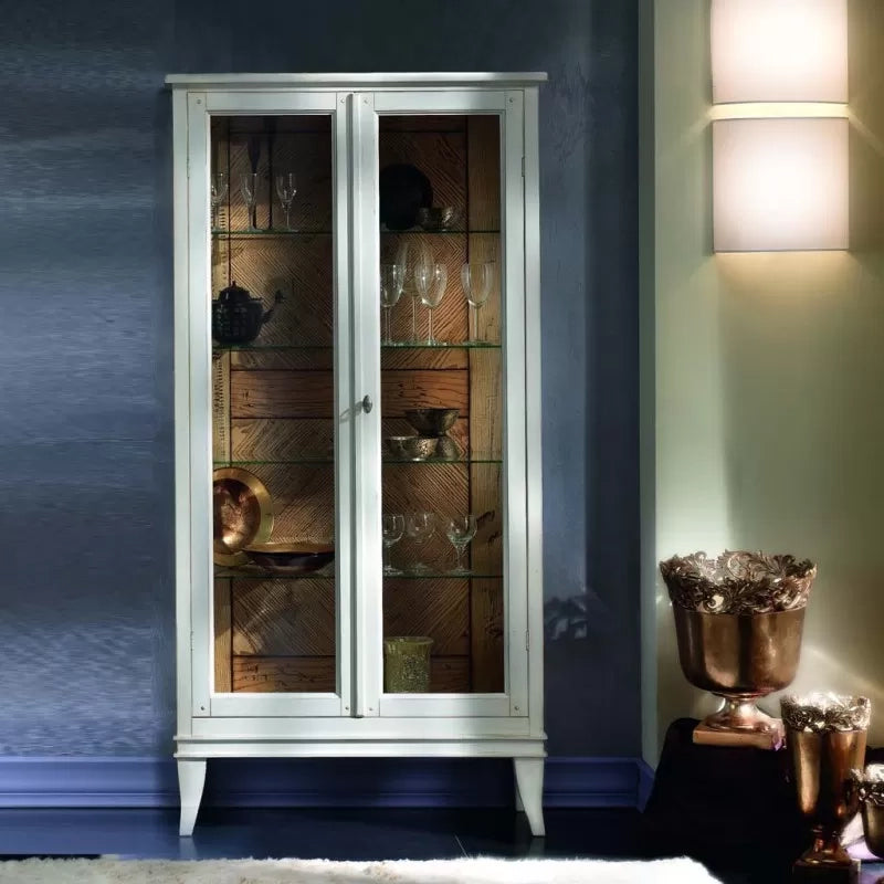 Vetrina classica 2 porte legno bianco shabby 83x36x170 - Mobili 2G