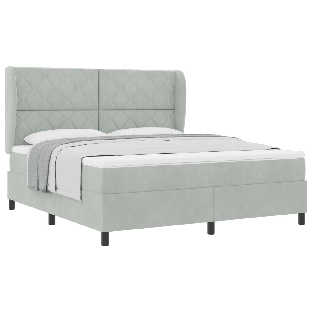 Letto Box Spring con Materasso Grigio Chiaro 180x200 cm in Velluto