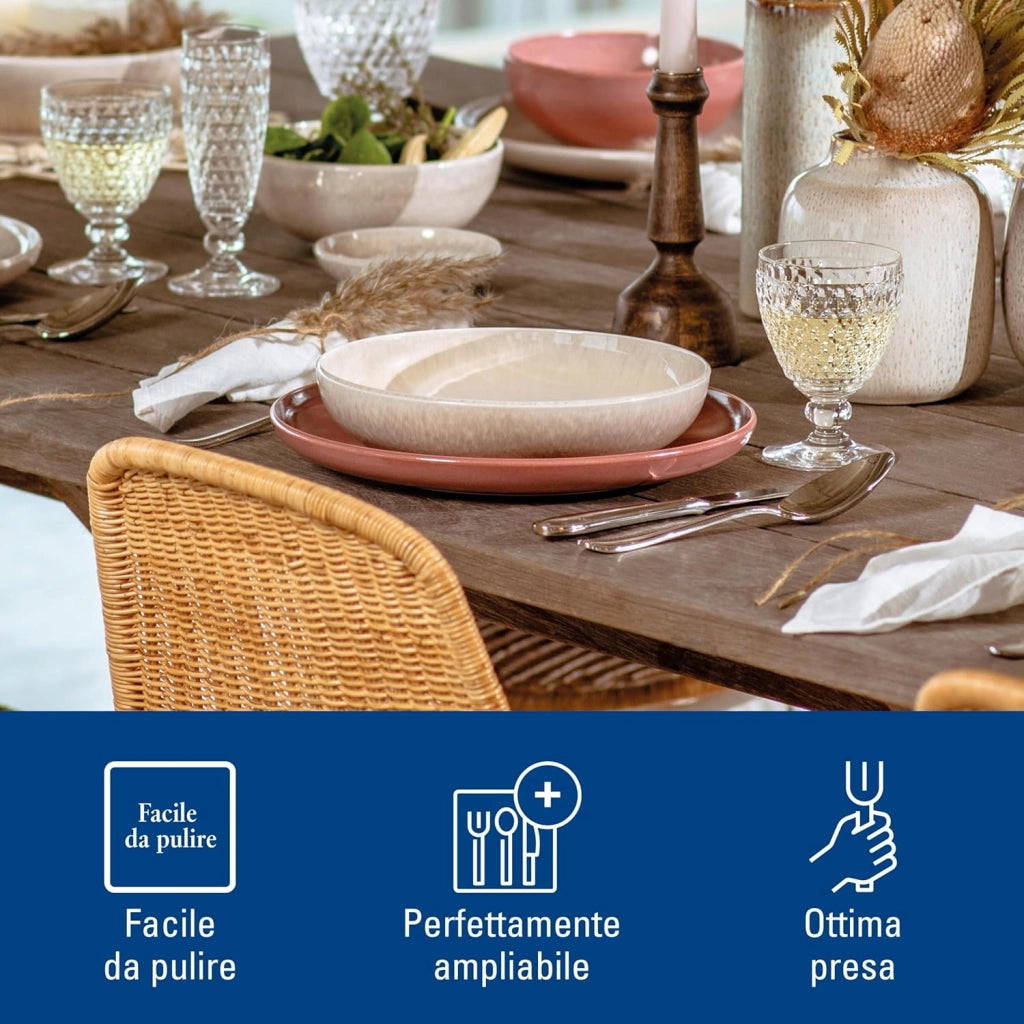 Villeroy & Boch - Mademoiselle Set di Posate 68 Pezzi Argento, Lavabile in Lavastoviglie, 12 Persone Platino, Forchette, Coltelli, Cucchiaio, Acciaio Inossidabile