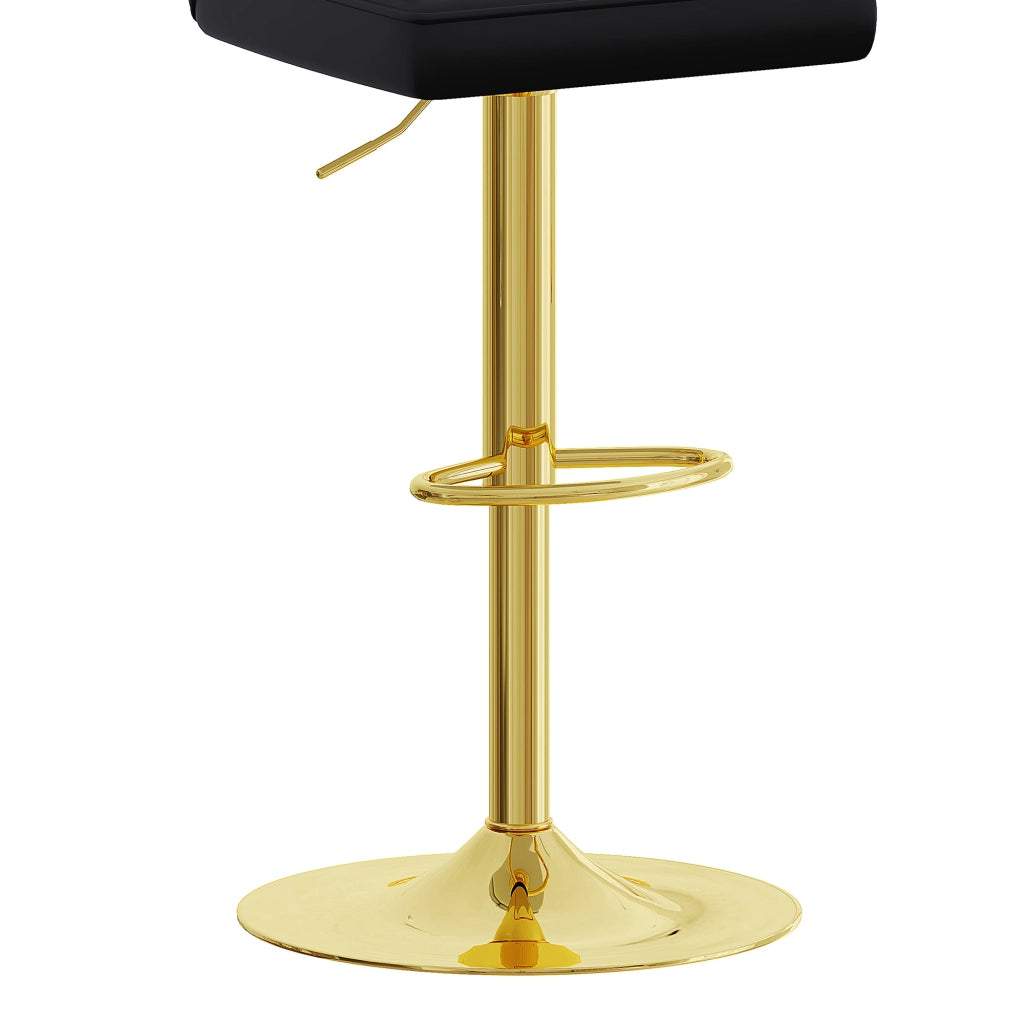 Sgabello da bar girevole a 360° con altezza regolabile e poggiapiedi, set da 2, in PU pelle e metallo nero oro