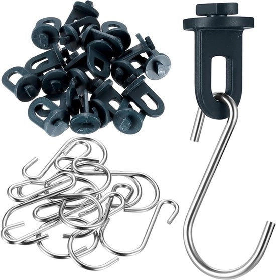 Clip per broeikas con alta capacità di sollevamento - 50 contenitori per piante in plastica - Supporti di fissaggio stabili - Occhiali - Clip di aiuto per la crescita - Traverse - Clip per casa