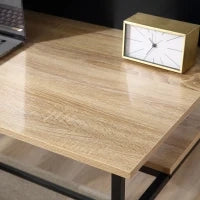 Scrivania con ripiani scrivania informatica scrivania da computer con 4 ripiani, ampio piano e lavagnetta nera per salotto camera ufficio a casa 120L x 53P x 126H cm, rovere e nero