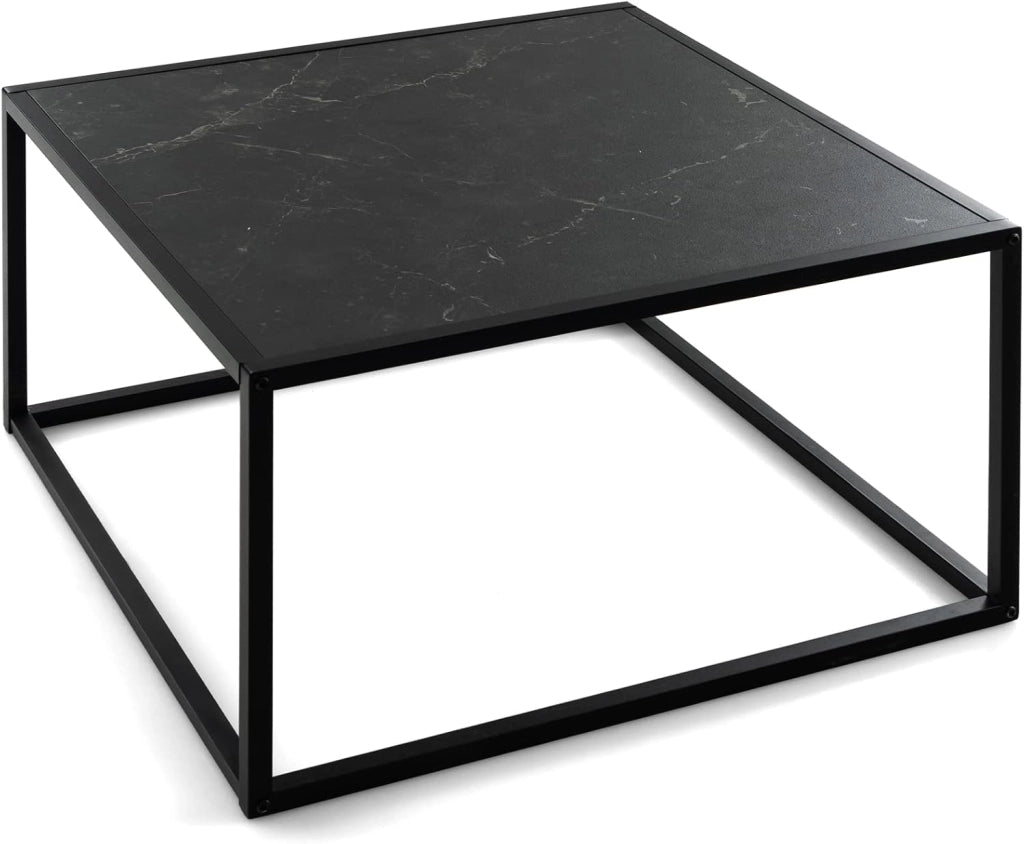 Tavolino per Caffè, Stile Minimalista, Tavolo Rettangolo, con Piedini Protettivi, Struttura Stabile, Tavolino Basso, Ampio Piano del Tavolo, Grande Capacità di Peso di 45 kg (Nero)