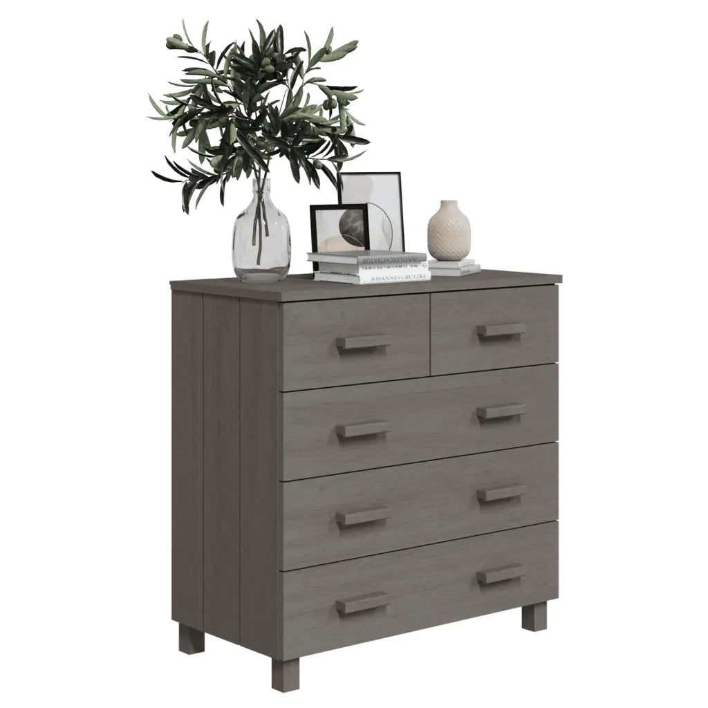 Credenza HAMAR Grigio Chiaro 79x40x80 cm Legno Massello di Pino 340423