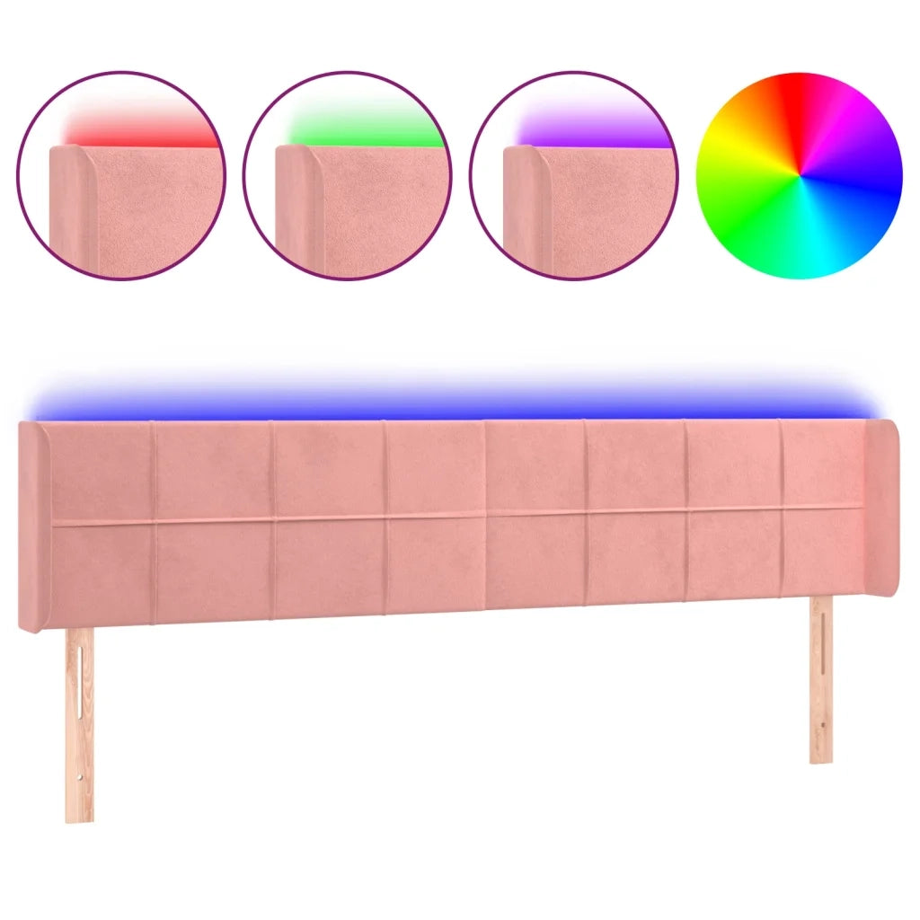 Testiera a LED Rosa 163x16x78/88 cm in Velluto 3123295