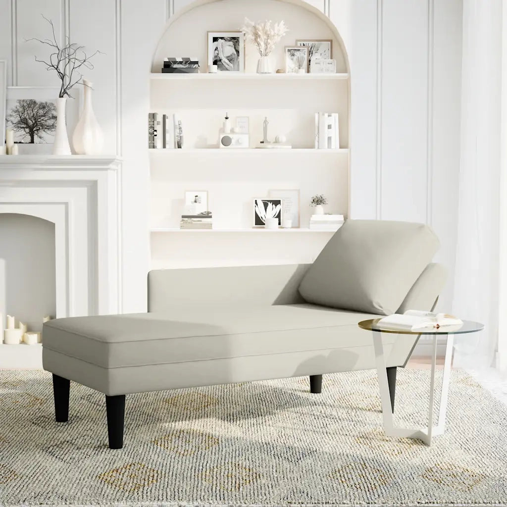 Sdraio con Cuscino e Bracciolo Destro in Velluto Crema CFW1708160