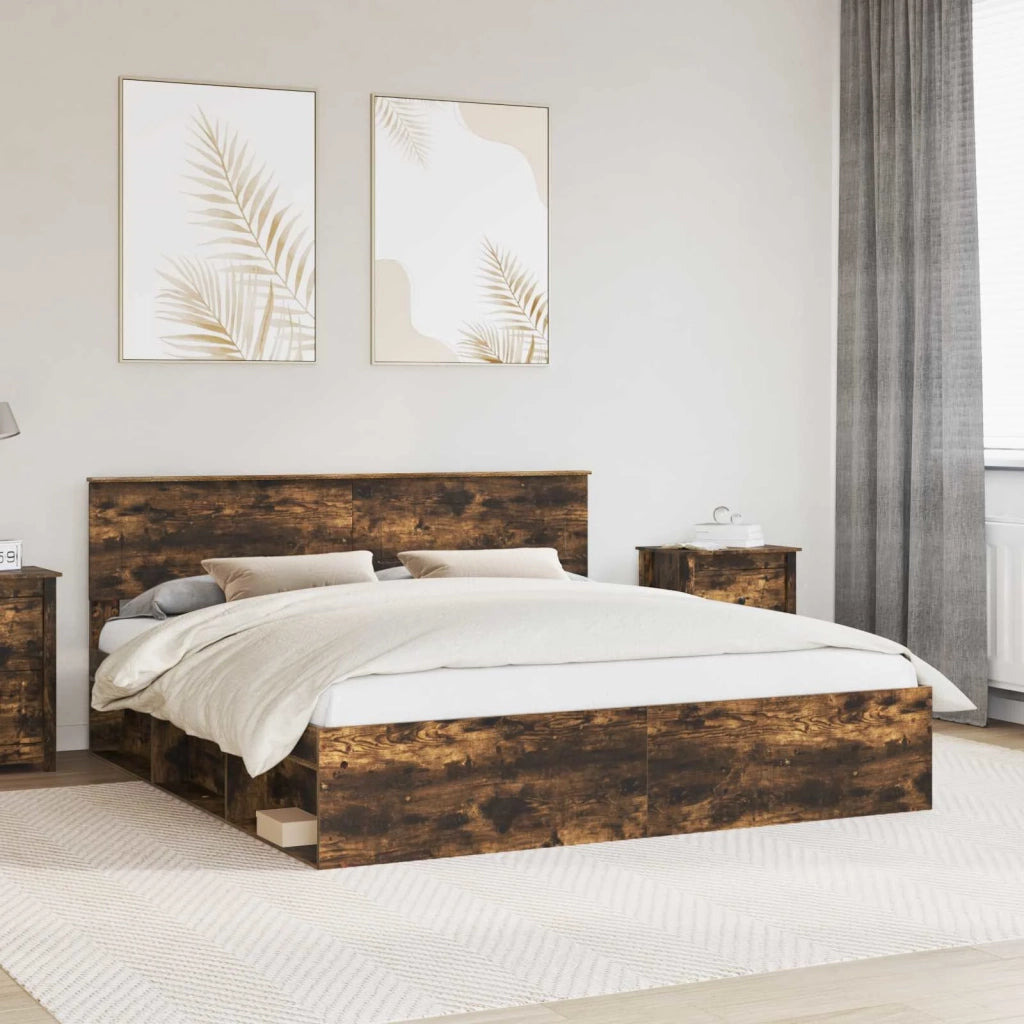 Struttura del letto Rovere fumé 200 x 200 cm Legno multistrato