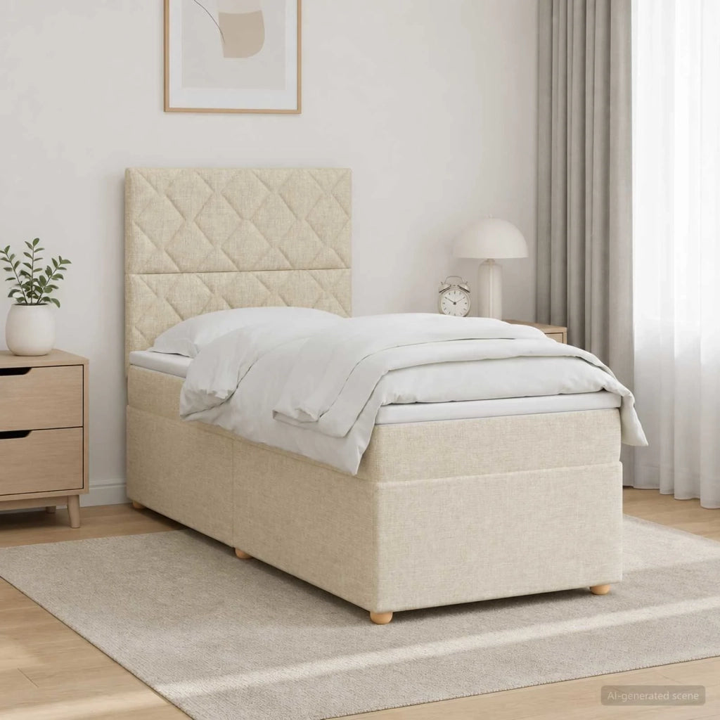 Letto box spring con materasso Crema 80 x 200 cm Tessuto 3455229