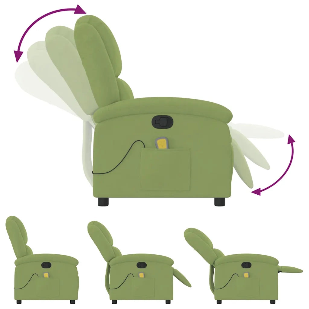Poltrona Massaggiante Reclinabile Verde Chiaro in Velluto 371811