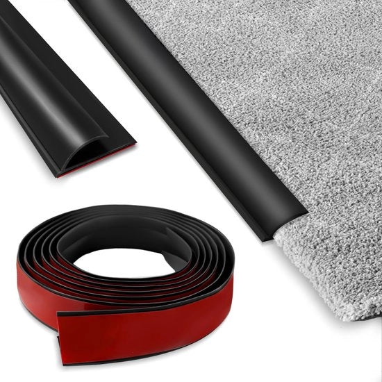 Striscia di transizione per pavimenti in PVC, 5 m, per passaggio da tappeto a pavimento in legno, striscia di transizione per tappeti, scale e porte (nero)