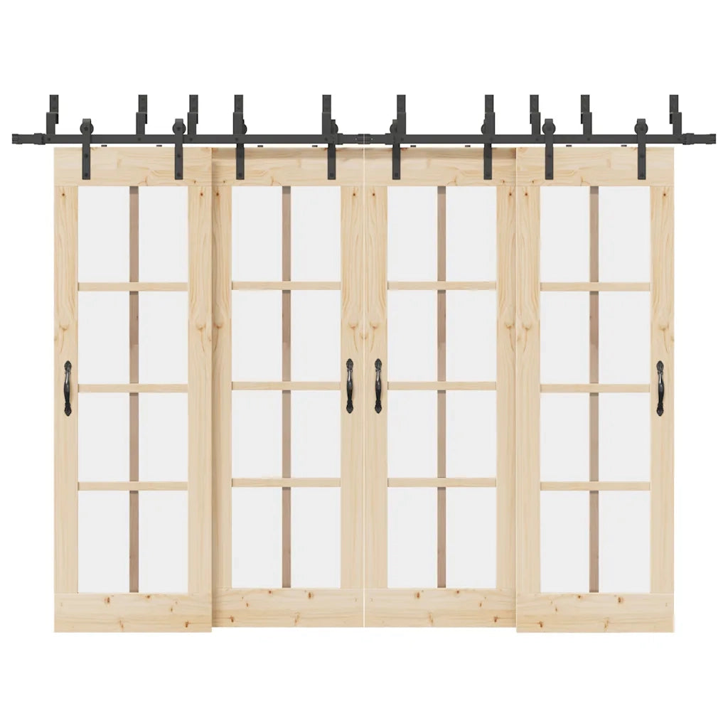 Kit di Binari per Porte Scorrevoli 305 cm Acciaio Nero CFW6201968