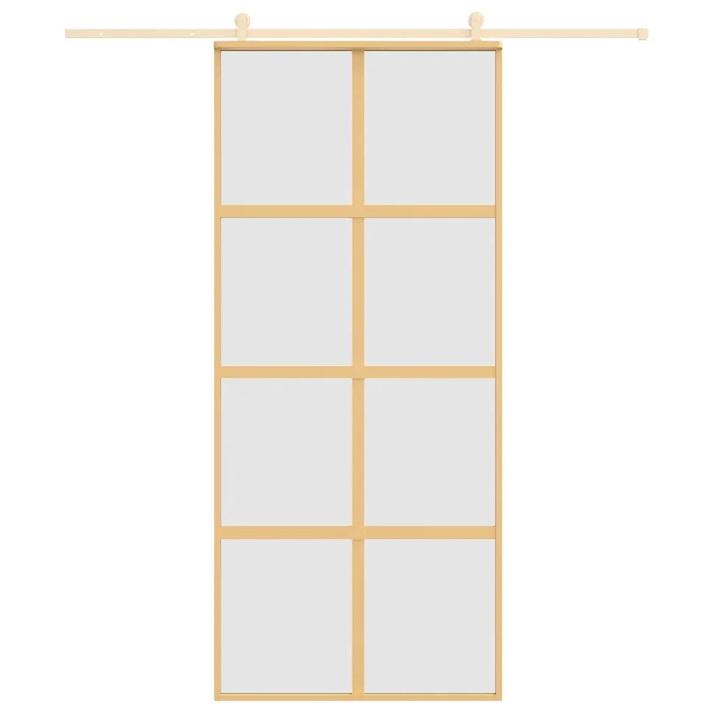 Porta Scorrevole Dorata 90x205 Vetro Smerigliato ESG Alluminio 155188