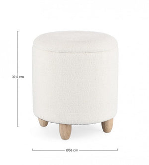 Sgabello Contenitore Ø 36x39,5 cm Zena in Bouclè
