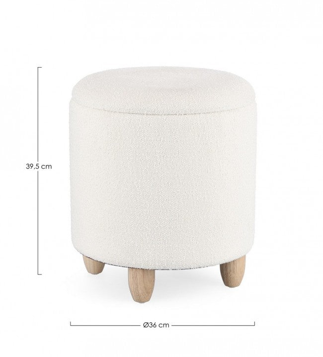 Sgabello Contenitore Ø 36x39,5 cm Zena in Bouclè