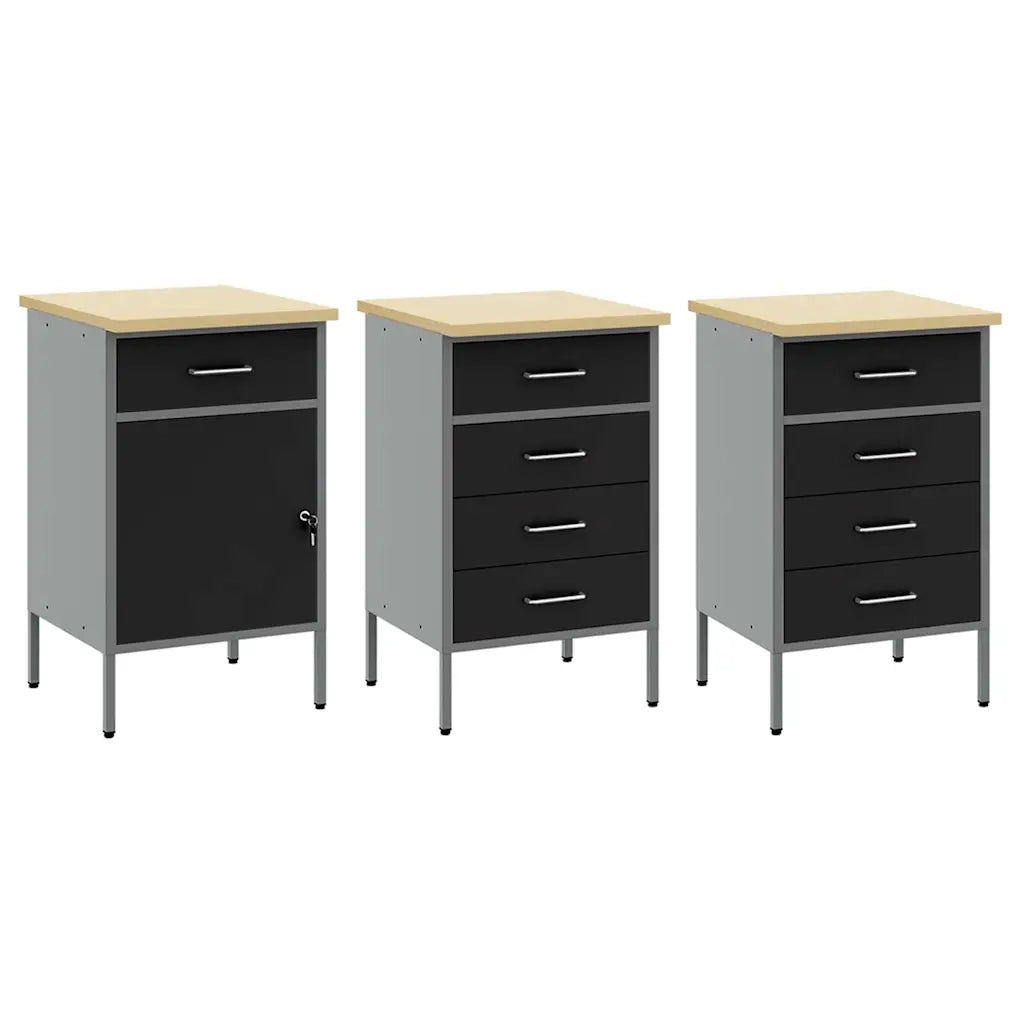 Set di mobili da lavoro con cassetto con blocco 8 pcs Nero 3321450