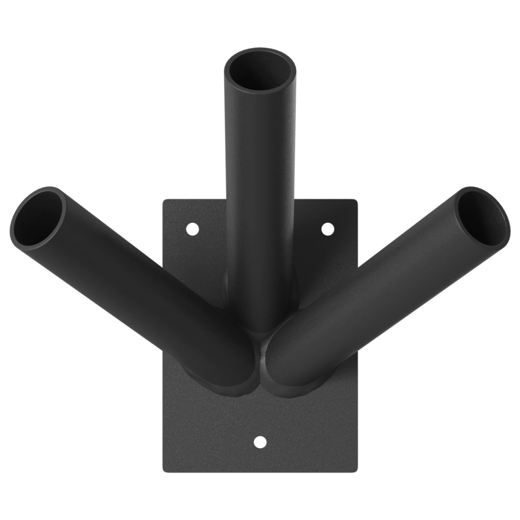 Supporto per Bandiera  per 3 Bandierine da Muro in Acciaio Nero