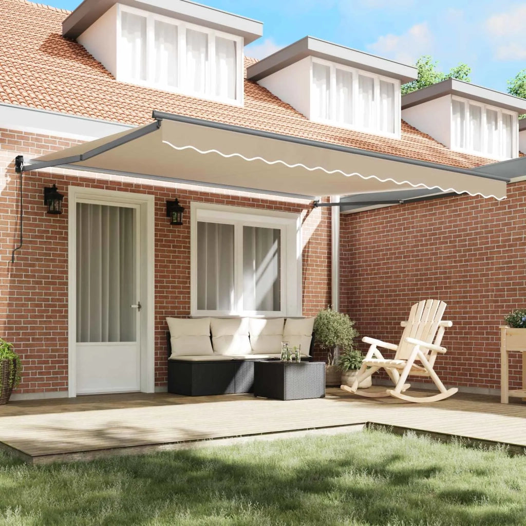 Tenda retrattile-Tenda parasole per balcone Beige 400 ¡Á 300 cm Poliestere e Alluminio 548777