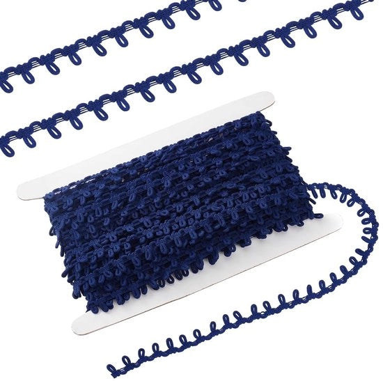 Elastico a Nastro 14 mm - Pulsante Blu - Velo Striscia - Decorazione - Ricamo - 19 Yard (circa 20 metri) - Nastro da Ricamo