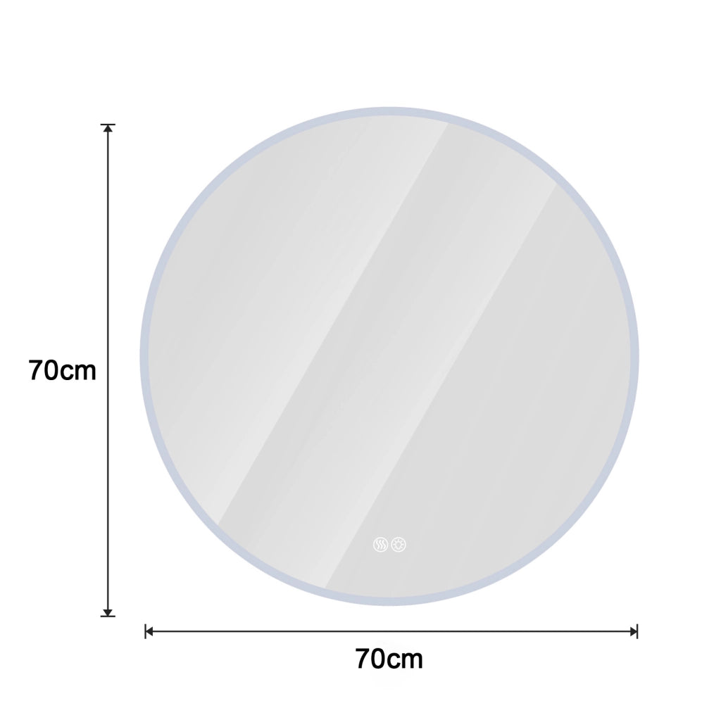 Specchio da bagno LED rotondo ? 70 cm con antiappannamento e luce dimmerabile