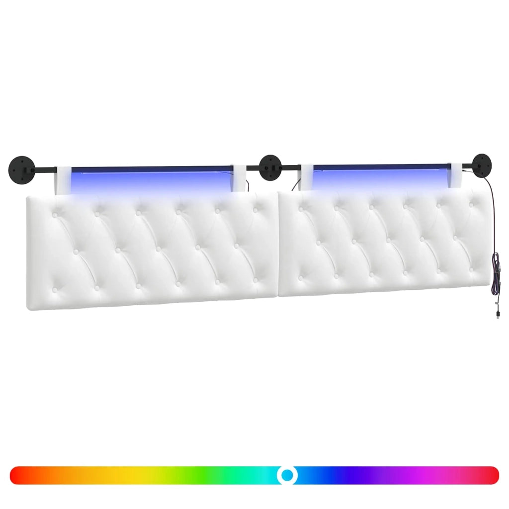 Testiera sospesa Con luce LED Bianco Tessuto 3424718