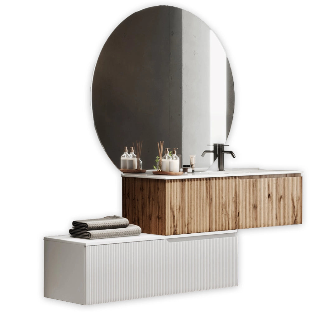 Composizione vasca DX 4 pezzi VENERE quercia/bianco opaco