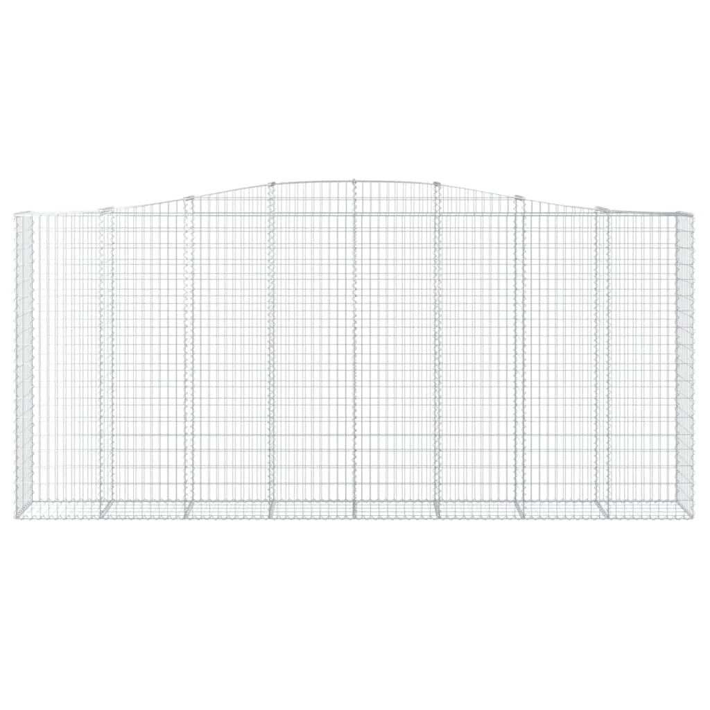 Cesto gabbione recinzione a gabbia muro di contenimento ad arco 400 x 50 x 180/200 cm ferro zincato argento 02_0040093