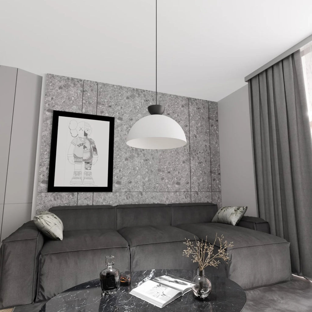 Lampadario Minimal Efesto Acciaio Bianco Nero 1 Luce Gx53