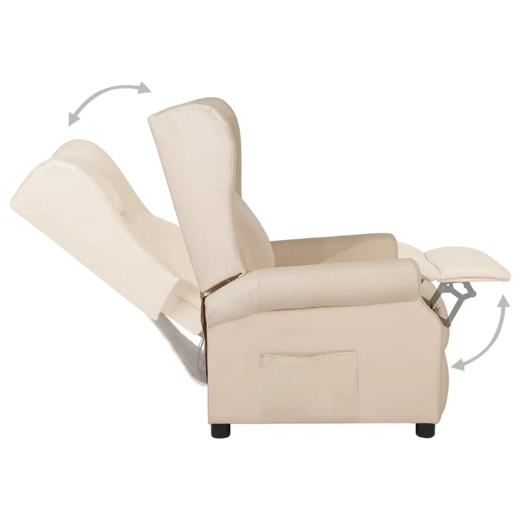 Divano Sedia-Poltrona Reclinabile in Tessuto Crema 501952
