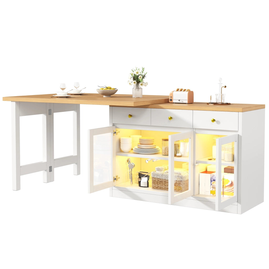 Tavolo da Cucina Allungabile con LED e Cassetti ¨C Xylo ¨C Bianco/Nero, 120-200 cm