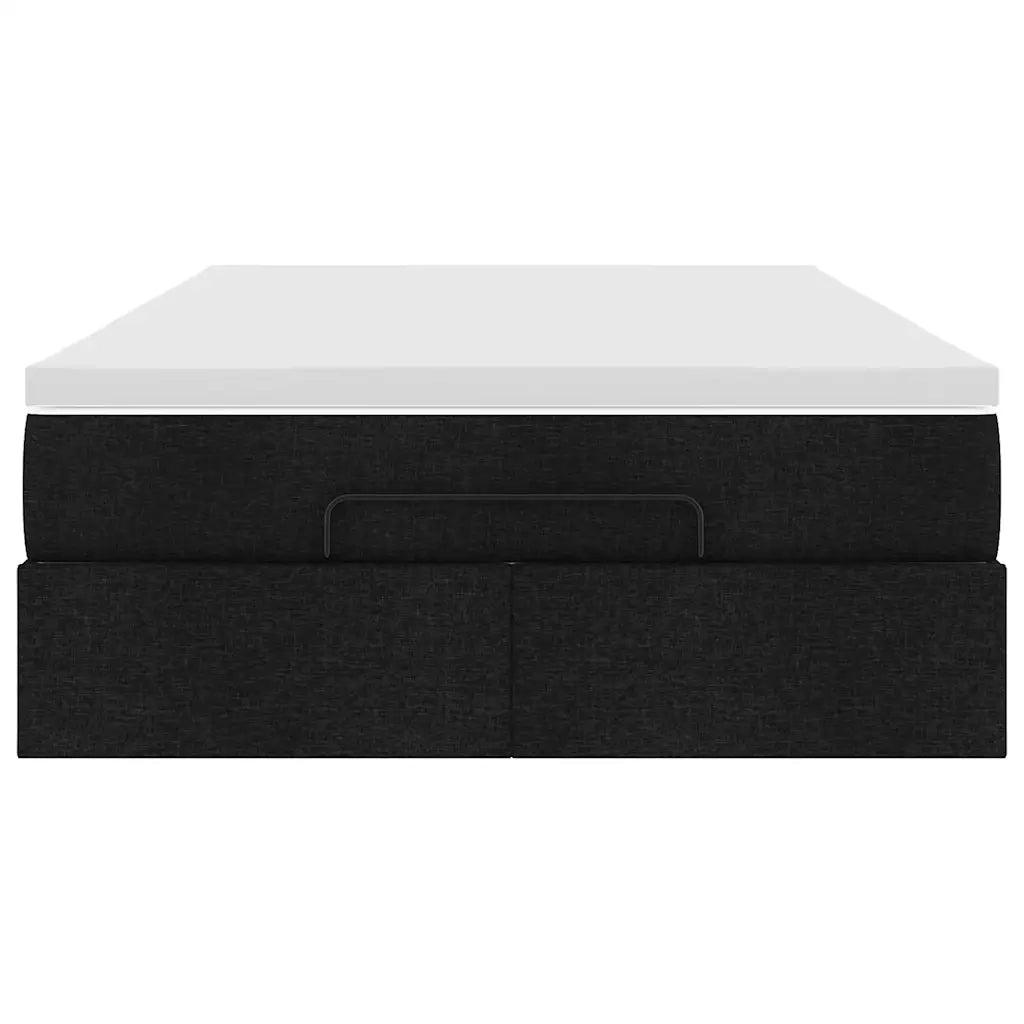 Struttura Letto Pouf con Materasso Nero 120x200 cm in Tessuto 3311101