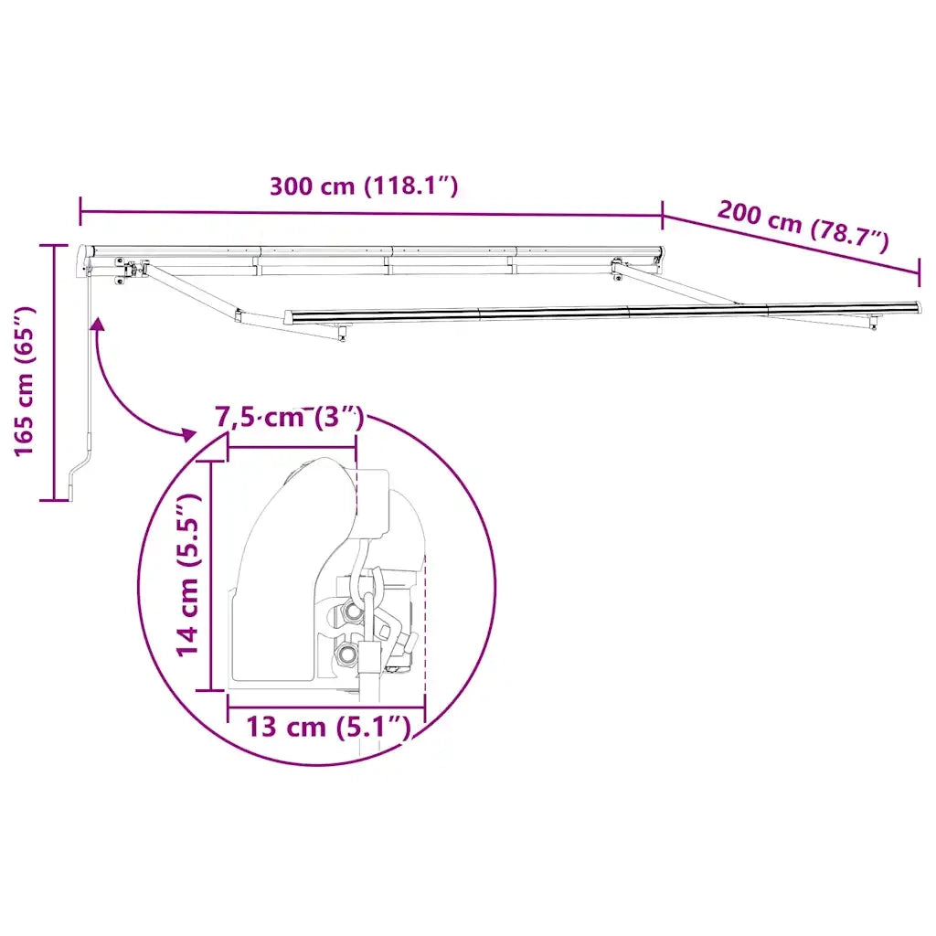 vidaXL Tenda Retrattile Blu e Bianco 300 x 200 cm
