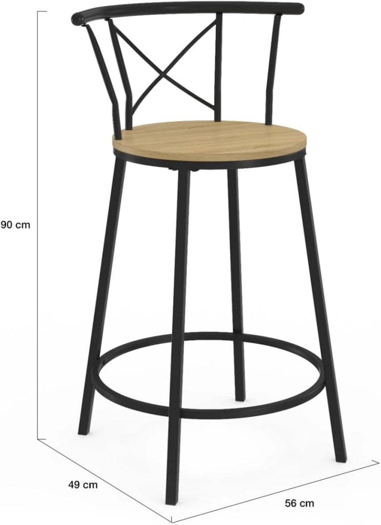 Set di 4 sgabelli da bar bistrot DETROIT con schienale arrotondato dal design industriale