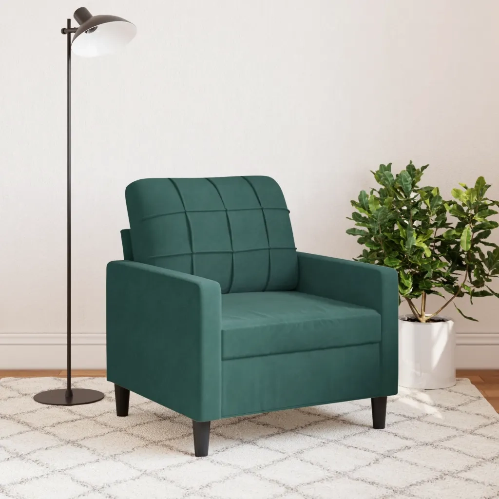 Divano Sedia-Poltrona Verde Scuro 60 cm Velluto 750806