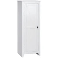 Armadio da Archiviazione per Cucina, Mobiletto Alto per Bagno, Stile Classico con 3 Ripiani Regolabili, Altezza 120 cm, in Legno, Bianco