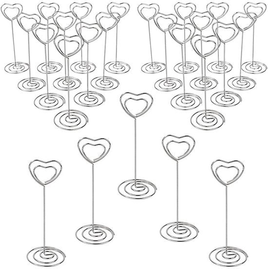 Hartvormati accessori per tavola | forma cuore | Ø 3,2cm | 8,6cm alto | argento | 25 pezzi | ideali per decorazioni da tavola per matrimoni e compleanni