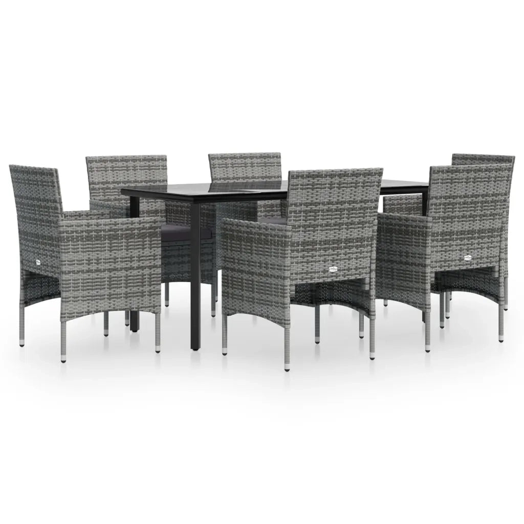 Set da Pranzo da Giardino 7 pz con Cuscini Grigio e Nero 3156605