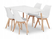 Tavolo rettangolare Valora YURO 120x80 bianco + 4 sedie RIKX bianche