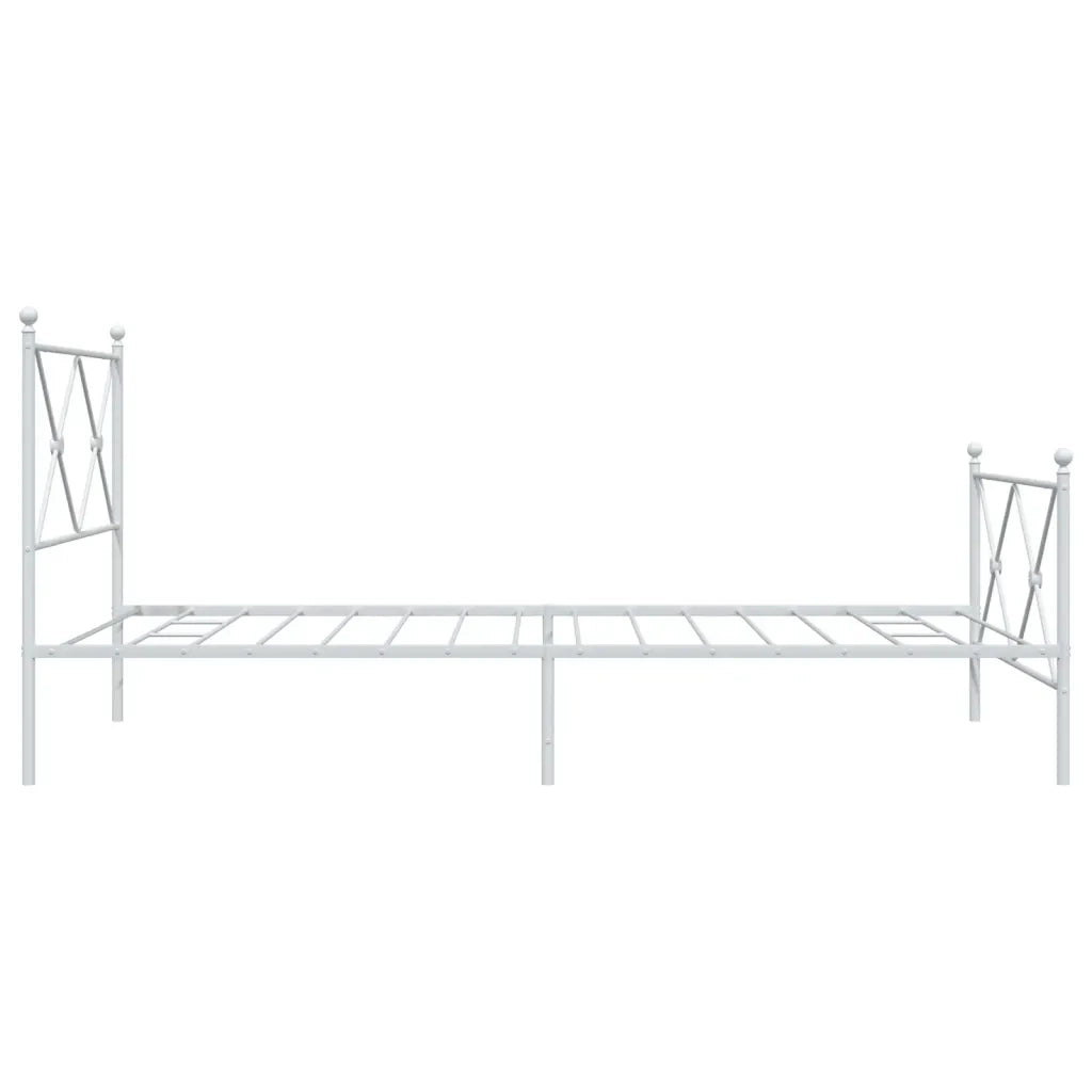 Letto singolo | Letto per adulti | Giroletto con Testiera e Pediera Metallo Bianco 107x203 cm