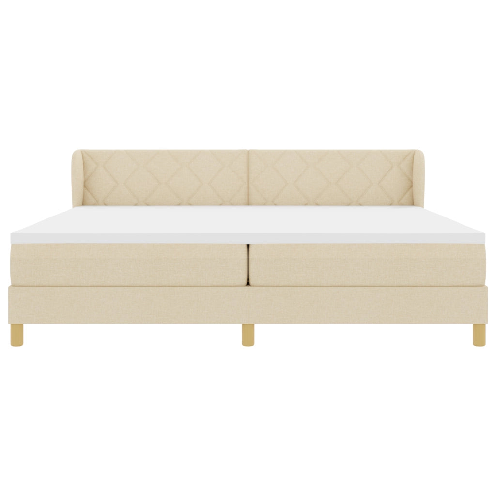 Letto Box Spring con Materasso - Crema - 200x200 cm - Tessuto