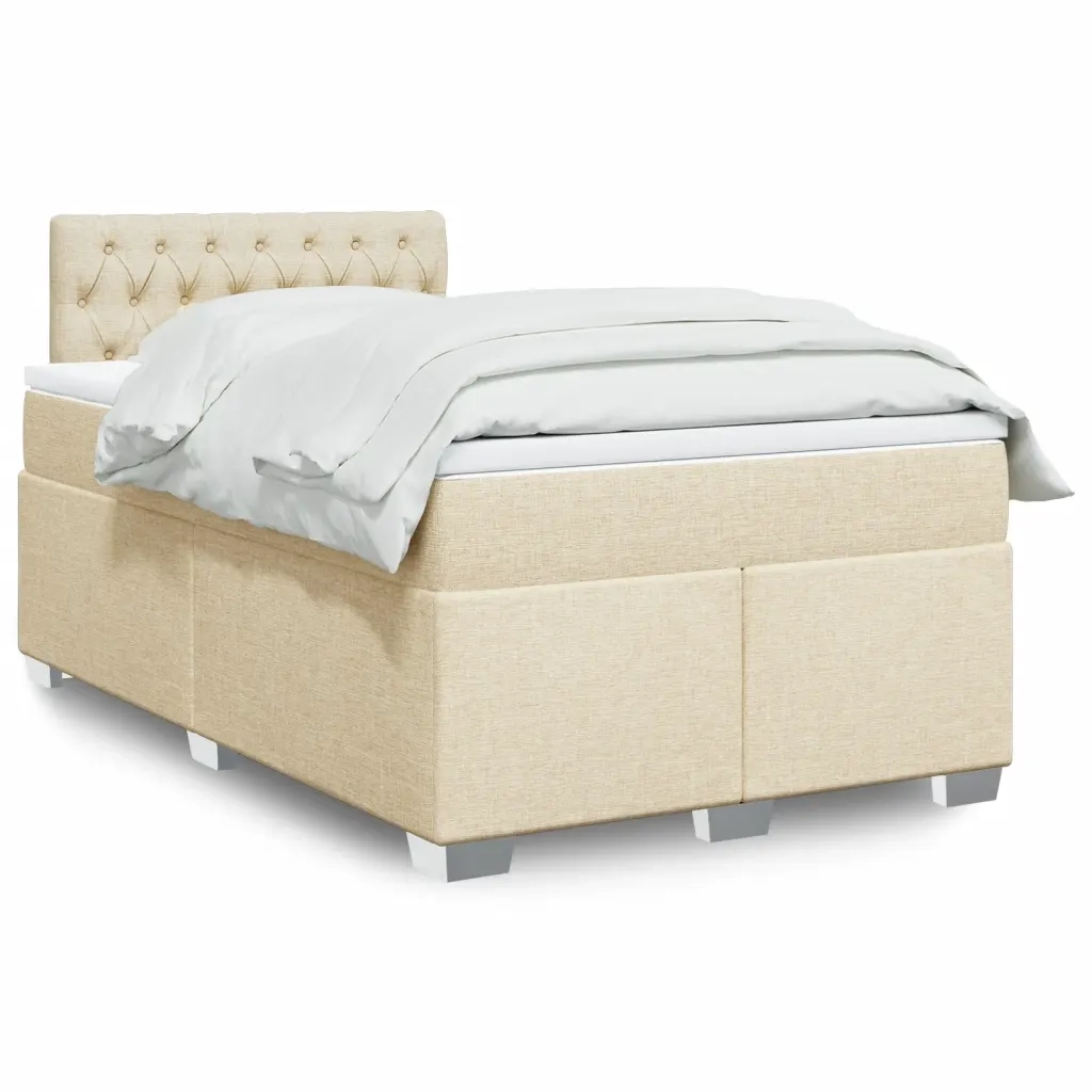 Giroletto a Molle con Materasso Crema 120x190 cm in Tessuto