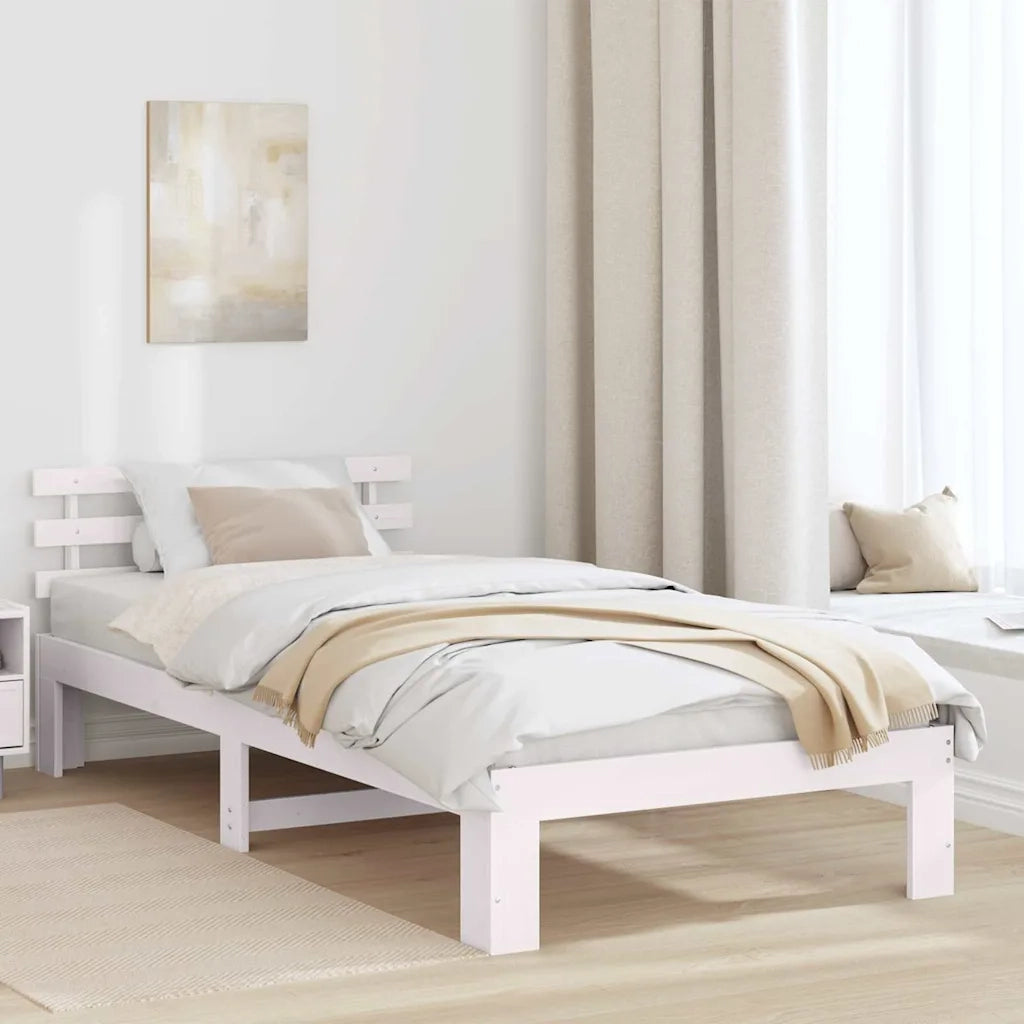 Struttura del letto Bianco 90 x 200 cm Pino massello 872627