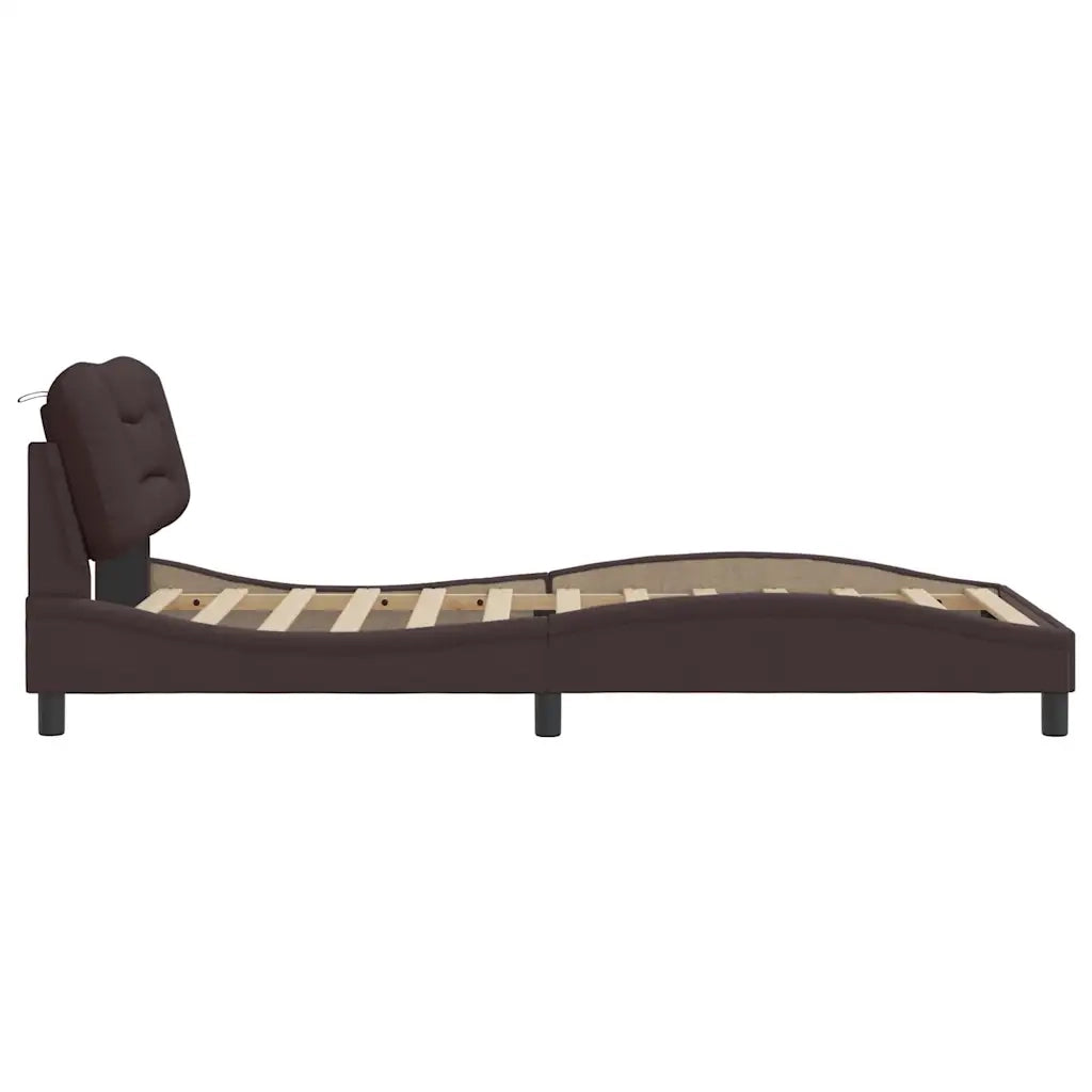 Giroletto senza Materasso Hvar Marrone Scuro 100x200 cm Tessuto