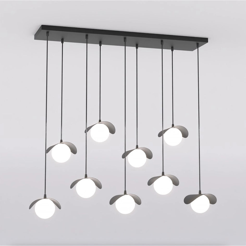 Lampada a sospensione Ritual 9 in acciaio nero e vetro