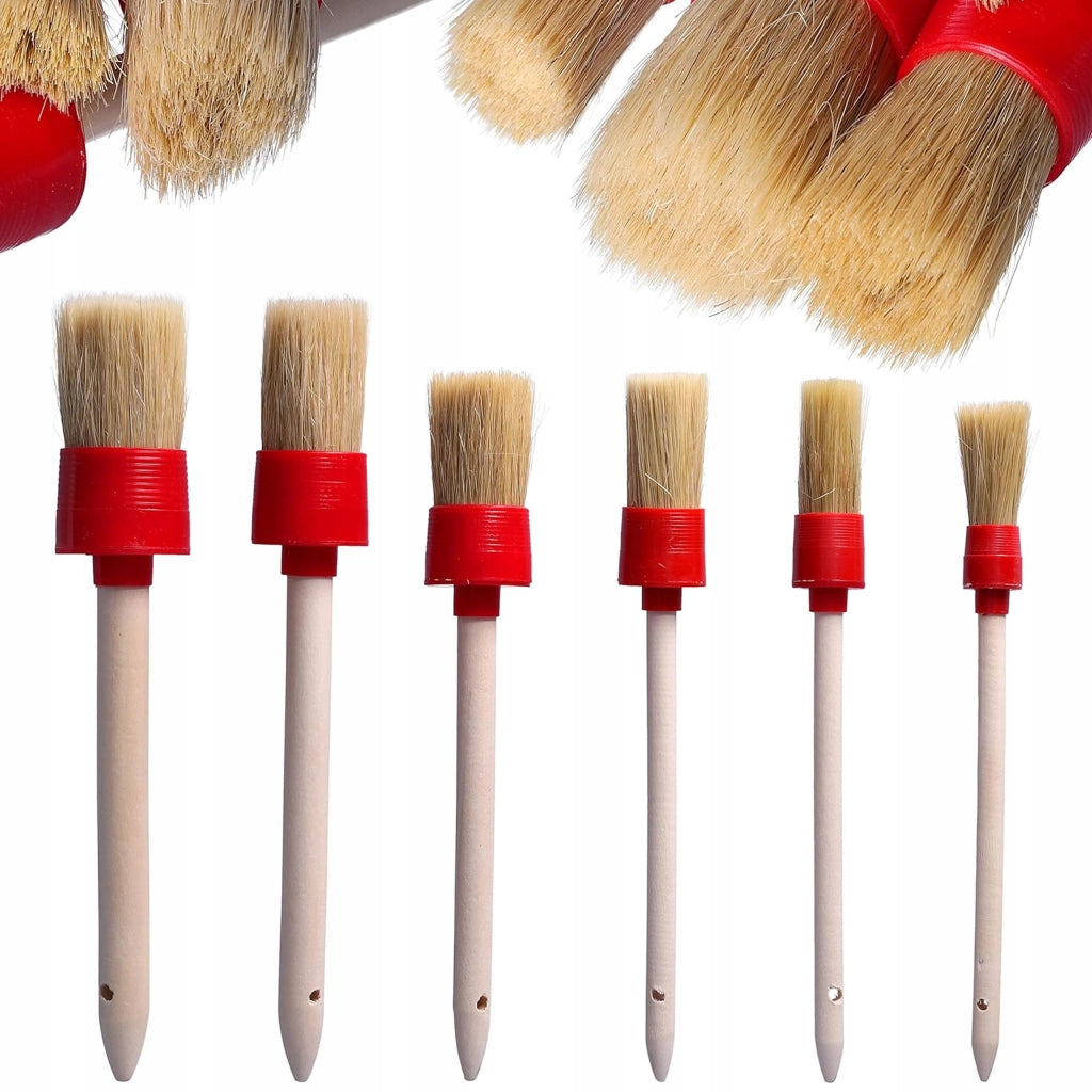 Set di Pennelli Rotondi 6 Pezzi – Setole Naturali, Dimensioni 20-45mm | Verniciatura e Restauro