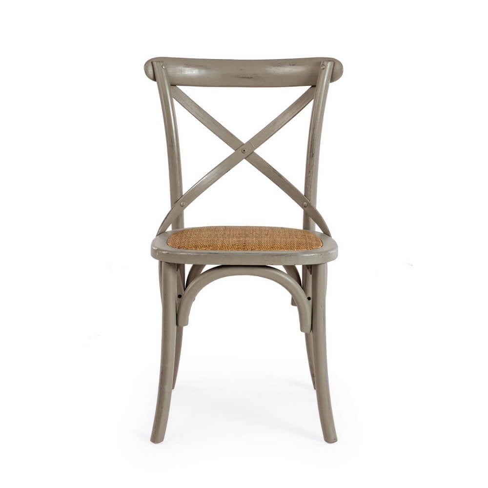 Sedia in Legno di Olmo con Seduta in Rattan Naturale - CROSS
